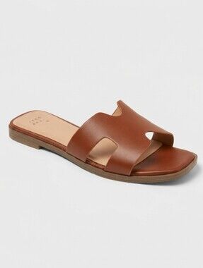 🚨NEW A NEW DAY Nina Slide Sandals In Cognac Brown Size 11